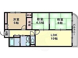 グランビア京都 4階3LDKの間取り