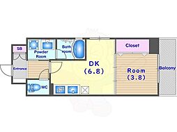 ベラジオ雅び京都円町駅前 6階1DKの間取り