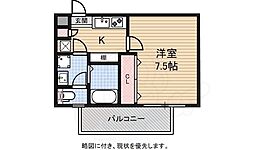 Nestor 3階1Kの間取り