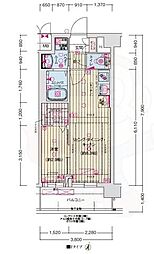 ソルテラス京都JUJO薫 7階1LDKの間取り