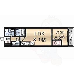 Residence二条洛中庵 1階1LDKの間取り