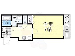 ビエノス京都花園 3階1Kの間取り