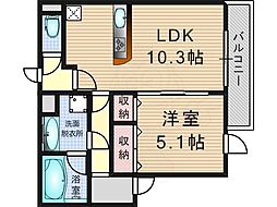 京阪本線 中書島駅 徒歩32分の賃貸アパート 2階1LDKの間取り