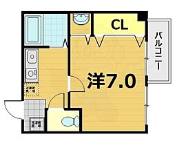京阪本線 丹波橋駅 徒歩5分の賃貸マンション 3階1Kの間取り