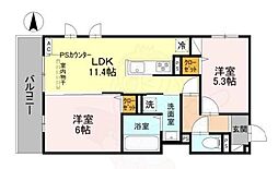 阪急京都本線 西院駅 徒歩4分の賃貸アパート 3階2LDKの間取り