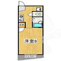 ラフィーネ四条堀川 7階1Kの間取り