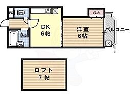 エクセレント竜安寺 3階1DKの間取り