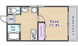 桂東ビル 3階1Kの間取り
