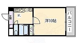 エレガント鴨川 A棟 3階1Kの間取り