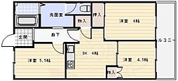 第2洛西ハイツ 1階3DKの間取り