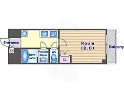 フラッティ千本今出川 3階1Kの間取り