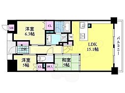 パラドール四条山ノ内ウエストシティ 5階3LDKの間取り