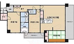ユニーブル京都紫野 3階3LDKの間取り