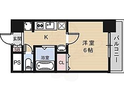 Un　Castello西院 4階1Kの間取り