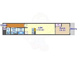 La　Fite　GOSHONISHI 3階1LDKの間取り
