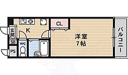 阪急嵐山線 上桂駅 徒歩10分の賃貸マンション 4階1Kの間取り