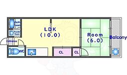 JR東海道・山陽本線 向日町駅 3.2kmの賃貸アパート 3階1LDKの間取り