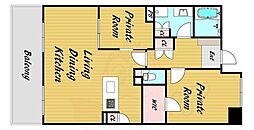パインフィールド洛東 2階2LDKの間取り