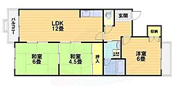 阪急京都本線 桂駅 徒歩9分の賃貸マンション 3階3LDKの間取り