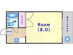 オレンジハイツ太田 3階1Kの間取り