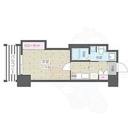 HF四条河原町レジデンス 8階1Kの間取り