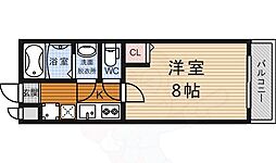 フラッティ四条大宮2 2階1Kの間取り