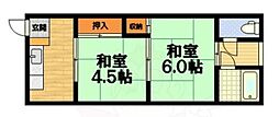 京阪本線 中書島駅 バス7分 国道大手筋下車 徒歩4分の賃貸アパート 1階2Kの間取り