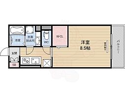 リヴィエール 3階1Kの間取り