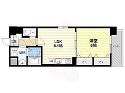 Casa洛南 3階1DKの間取り