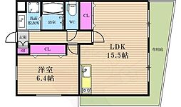ヴェルデュール 1LDKの間取図画像