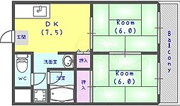エクセル河村 2DKの間取図画像