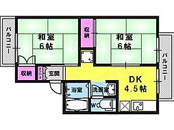 セジュール桂坂 2DKの間取図画像