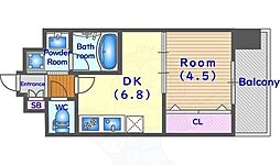 ベラジオ京都烏丸十条2 1DKの間取図画像