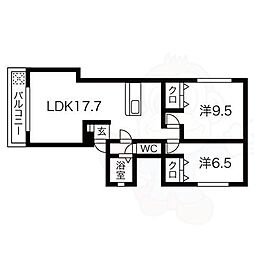 Bellezza西七条 2LDKの間取図画像