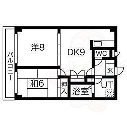 グリーンヴィレッジ吉田 2DKの間取図画像
