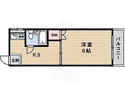ラ・ファルド嵯峨 1Kの間取図画像