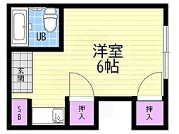 第一中原グリーンハイツ 1Kの間取図画像