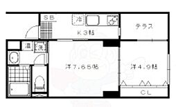 北野エスポワコリン 2Kの間取図画像