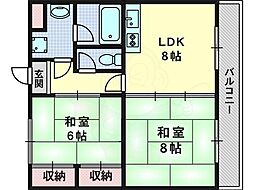 弥生マンション 2LDKの間取図画像