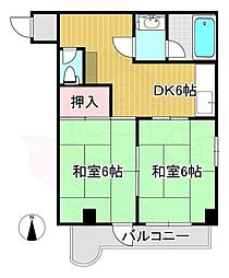 プラザ篠 2DKの間取図画像