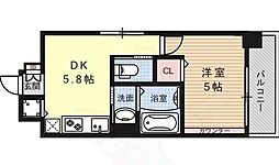 アクアプレイス京都西院 1DKの間取図画像