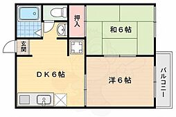 ファミール若宮 2DKの間取図画像