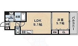 アテナリー右京 1DKの間取図画像