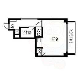 カーサ醒ヶ井 1Kの間取図画像