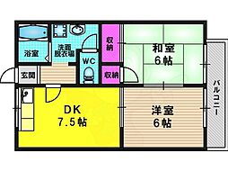 シャトーフレグランス 2DKの間取図画像