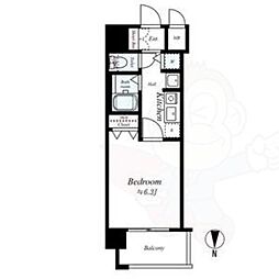 アクロス京都西大路 1Kの間取図画像