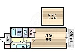 ル・ソレイユ 1Kの間取図画像