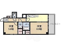 MaisondeFleur御幸町 2DKの間取図画像