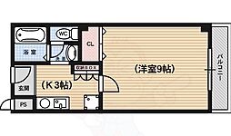 メディナ烏丸 1Kの間取図画像