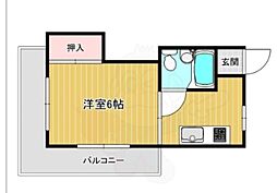 サンハイツ神足 1Kの間取図画像